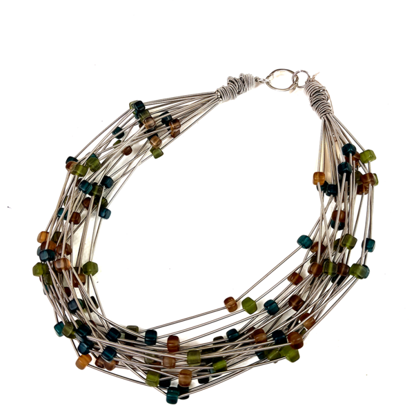 Halskette Muranoglasperlen grün-braun