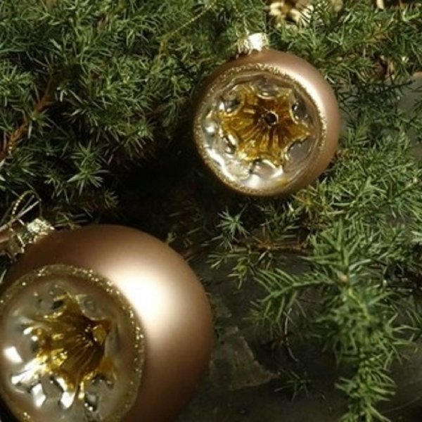 Weihnachtskugeln mit Sterneinbuchtung rosegold verschiedene Größen 6er Set